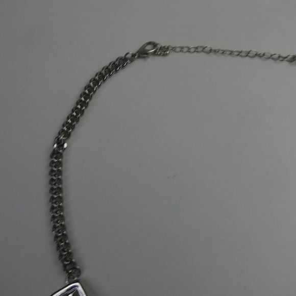 Silver Tone Wide Bib Statement Chain Link Necklace Chevron Triangle Career Chic - Picture 6 of 8